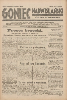 Goniec Nadwiślański: Głos Pomorski: Niezależne pismo poranne, poświęcone sprawom stanu średniego 1931.10.31 R.7 Nr252