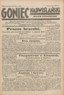 Goniec Nadwiślański: Głos Pomorski: Niezależne pismo poranne, poświęcone sprawom stanu średniego 1931.11.01 R.7 Nr253