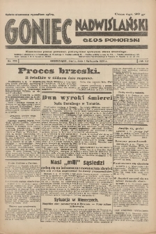 Goniec Nadwiślański: Głos Pomorski: Niezależne pismo poranne, poświęcone sprawom stanu średniego 1931.11.04 R.7 Nr255