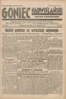 Goniec Nadwiślański: Głos Pomorski: Niezależne pismo poranne, poświęcone sprawom stanu średniego 1931.11.08 R.7 Nr259