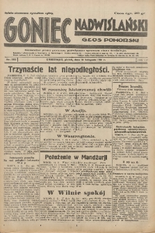 Goniec Nadwiślański: Głos Pomorski: Niezależne pismo poranne, poświęcone sprawom stanu średniego 1931.11.13 R.7 Nr263