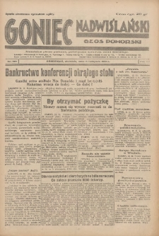 Goniec Nadwiślański: Głos Pomorski: Niezależne pismo poranne, poświęcone sprawom stanu średniego 1931.11.15 R.7 Nr265