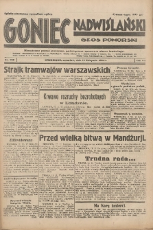 Goniec Nadwiślański: Głos Pomorski: Niezależne pismo poranne, poświęcone sprawom stanu średniego 1931.11.19 R.7 Nr268