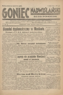 Goniec Nadwiślański: Głos Pomorski: Niezależne pismo poranne, poświęcone sprawom stanu średniego 1931.12.30 R.7 Nr300