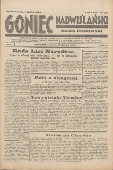 Goniec Nadwiślański: Głos Pomorski: Niezależne pismo poranne, poświęcone sprawom stanu średniego 1932.01.27 R.8 Nr21