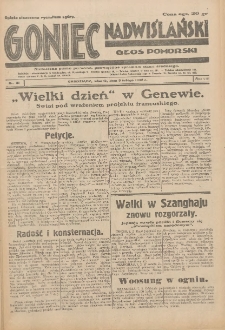Goniec Nadwiślański: Głos Pomorski: Niezależne pismo poranne, poświęcone sprawom stanu średniego 1932.02.09 R.8 Nr31