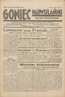Goniec Nadwiślański: Głos Pomorski: Niezależne pismo poranne, poświęcone sprawom stanu średniego 1932.02.13 R.8 Nr35