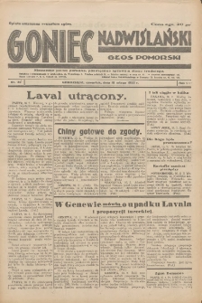 Goniec Nadwiślański: Głos Pomorski: Niezależne pismo poranne, poświęcone sprawom stanu średniego 1932.02.18 R.8 Nr39