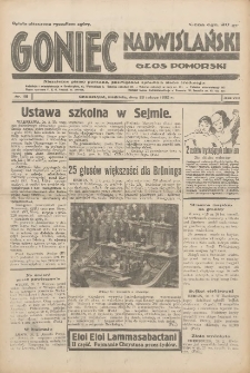 Goniec Nadwiślański: Głos Pomorski: Niezależne pismo poranne, poświęcone sprawom stanu średniego 1932.02.28 R.7 Nr48