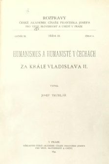 Humanismus a humanisté v Čechách za krále Vladislava II