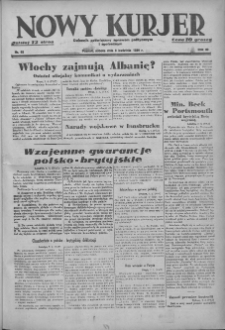 Nowy Kurjer: dziennik poświęcony sprawom politycznym i społecznym 1939.04.08 R.50 Nr82