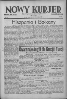 Nowy Kurjer: dziennik poświęcony sprawom politycznym i społecznym 1939.04.13 R.50 Nr85