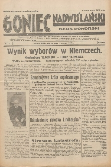 Goniec Nadwiślański: Głos Pomorski: Niezależne pismo poranne, poświęcone sprawom stanu średniego 1932.03.15 R.8 Nr61