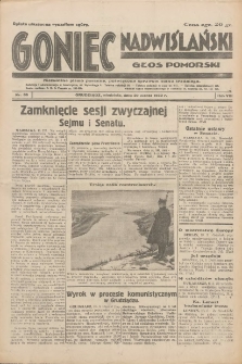 Goniec Nadwiślański: Głos Pomorski: Niezależne pismo poranne, poświęcone sprawom stanu średniego 1932.03.20 R.8 Nr66