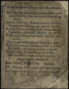 Otia domestica per volocem Aquilam et celerem Equitem dignissimorum nominum triadi, idque [...] Michaeli Radivillio, supremo exercituum Magni Ducatus Lithuaniae duci, palatino Vilnensi [...] Michaeli in Klewan Czartoryski, procancellario Magni Ducatus Lithuaniae [...] Georgio Dettlof [...] Fleming, thesaurario Magni Ducatus Lithuaniae [...] praesentata atque ab addictissimo [...] senatore dedicata anno [...] 1745