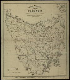 Cornwall Chronicle New Map of Tasmania. Lithographed by HGDe Gruchy and Co. at their Colonial Map Dep&ocirc;t [...] Melbourne
