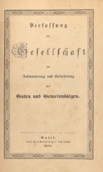 Verfassung der Gesellschaft zur Aufmunterung und Bef&ouml;rderung des Guten und Gemeinn&uuml;tzigen