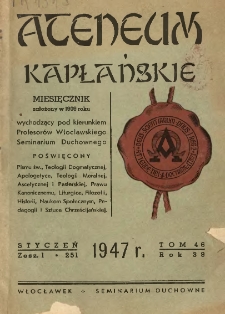 Ateneum Kapłańskie. 1947 R.39 T.46 z.1