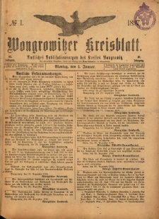 Wongrowitzer Kreisblatt: Amtliches Publikationsorgan des Kreises Wongrowitz 1897.01.04.Jg.46 Nr 1