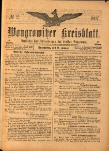 Wongrowitzer Kreisblatt: Amtliches Publikationsorgan des Kreises Wongrowitz 1897.01.09.Jg.46 Nr 2