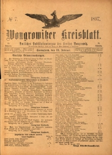 Wongrowitzer Kreisblatt: Amtliches Publikationsorgan des Kreises Wongrowitz 1897.02.13 Jg.46 Nr 7