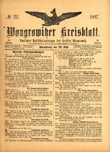 Wongrowitzer Kreisblatt: Amtliches Publikationsorgan des Kreises Wongrowitz 1897.05.29 Jg.46 Nr22