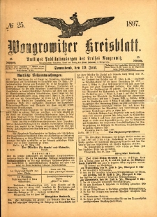 Wongrowitzer Kreisblatt: Amtliches Publikationsorgan des Kreises Wongrowitz 1897.06.19 Jg.46 Nr25