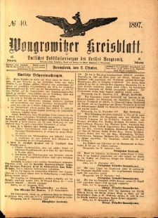 Wongrowitzer Kreisblatt: Amtliches Publikationsorgan des Kreises Wongrowitz 1897.10.02 Jg.46 Nr40