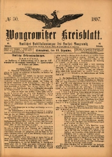 Wongrowitzer Kreisblatt: Amtliches Publikationsorgan des Kreises Wongrowitz 1897.12.11 Jg.46 Nr50