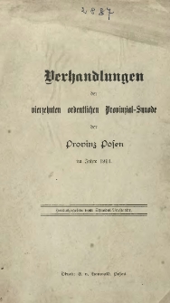 Verhandlungen der vierzehnten ordentlichen Provinzial-Synode der Provinz Posen im Jahre 1914