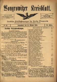 Wongrowitzer Kreisblatt: Amtliches Publikationsorgan des Kreises Wongrowitz 1903.10.10 Jg.52 Nr41