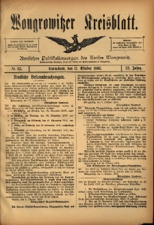 Wongrowitzer Kreisblatt: Amtliches Publikationsorgan des Kreises Wongrowitz 1903.10.17 Jg.52 Nr42