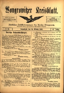 Wongrowitzer Kreisblatt: Amtliches Publikationsorgan des Kreises Wongrowitz 1903.10.24 Jg.52 Nr43