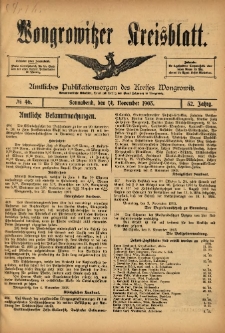 Wongrowitzer Kreisblatt: Amtliches Publikationsorgan des Kreises Wongrowitz 1903.11.14 Jg.52 Nr46