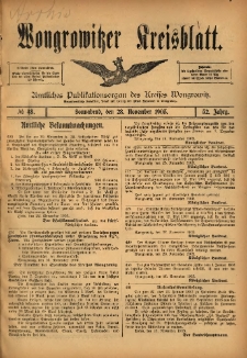Wongrowitzer Kreisblatt: Amtliches Publikationsorgan des Kreises Wongrowitz 1903.11.28 Jg.52 Nr48