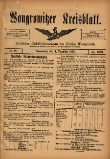 Wongrowitzer Kreisblatt: Amtliches Publikationsorgan des Kreises Wongrowitz 1903.12.05 Jg.52 Nr49