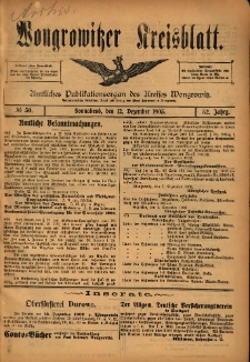 Wongrowitzer Kreisblatt: Amtliches Publikationsorgan des Kreises Wongrowitz 1903.12.12 Jg.52 Nr50
