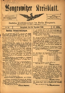 Wongrowitzer Kreisblatt: Amtliches Publikationsorgan des Kreises Wongrowitz 1903.12.19 Jg.52 Nr51