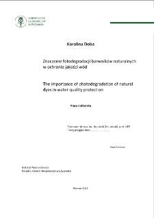 Znaczenie fotodegradacji barwnik&oacute;w naturalnych w ochronie jakości w&oacute;d