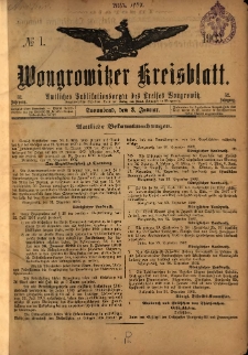 Wongrowitzer Kreisblatt: Amtliches Publikationsorgan des Kreises Wongrowitz 1903.01.03 Jg.52 Nr1