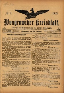 Wongrowitzer Kreisblatt: Amtliches Publikationsorgan des Kreises Wongrowitz 1903.02.28 Jg.52 Nr9
