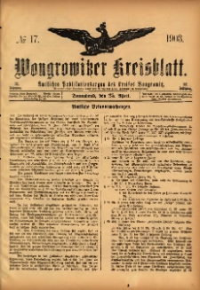 Wongrowitzer Kreisblatt: Amtliches Publikationsorgan des Kreises Wongrowitz 1903.04.25 Jg.52 N17r