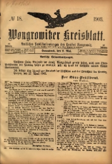 Wongrowitzer Kreisblatt: Amtliches Publikationsorgan des Kreises Wongrowitz 1903.05.02 Jg.52 Nr18
