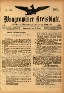 Wongrowitzer Kreisblatt: Amtliches Publikationsorgan des Kreises Wongrowitz 1903.06.06 Jg.52 Nr23
