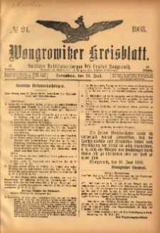 Wongrowitzer Kreisblatt: Amtliches Publikationsorgan des Kreises Wongrowitz 1903.06.13 Jg.52 Nr24