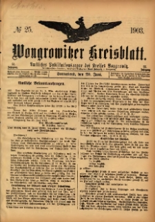 Wongrowitzer Kreisblatt: Amtliches Publikationsorgan des Kreises Wongrowitz 1903.06.20 Jg.52 Nr25
