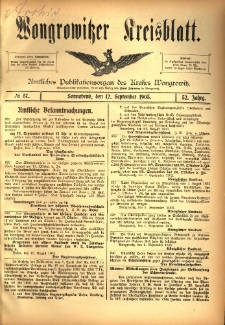 Wongrowitzer Kreisblatt: Amtliches Publikationsorgan des Kreises Wongrowitz 1903.09.12 Jg.52 Nr37