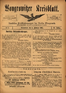 Wongrowitzer Kreisblatt: Amtliches Publikationsorgan des Kreises Wongrowitz 1904.02.06 Jg.53 Nr6