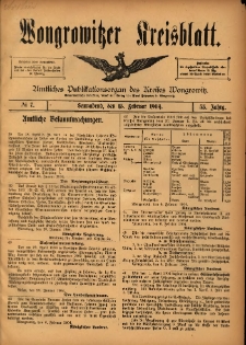 Wongrowitzer Kreisblatt: Amtliches Publikationsorgan des Kreises Wongrowitz 1904.02.13 Jg.53 Nr7