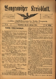 Wongrowitzer Kreisblatt: Amtliches Publikationsorgan des Kreises Wongrowitz 1904.02.20 Jg.53 Nr8